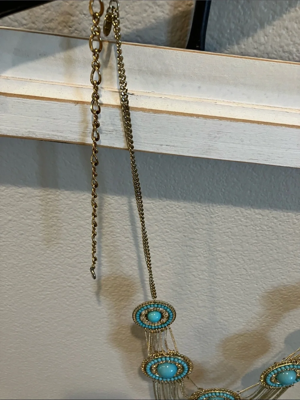 Faux turquoises Multi-Disc Layered Chain  belt or necklace